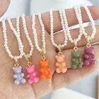 Ожерелье QMHJE женское, с имитацией жемчуга, неоновый, зеленый, желтый цвет