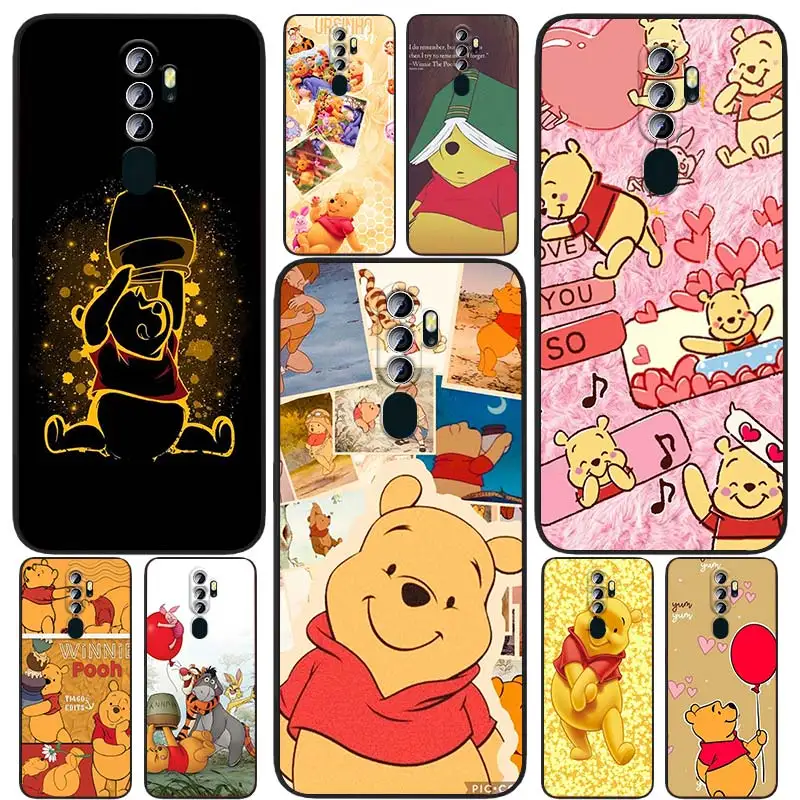 

Disney Winnie the Pooh Black Phone Case For OPPO Find X5 X3 F21 Neo Lite A96 A57 A74 A76 A72 A55 A54S A53 A53S A16 S A9