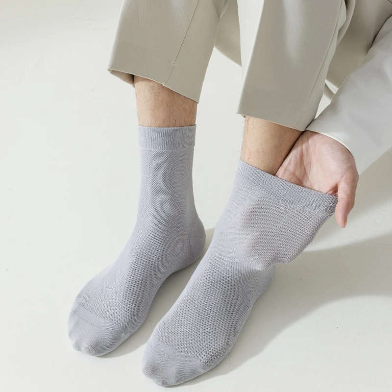 5 пар мужских бамбуковых сетчатых носков. Летние тонкие модные повседневные носки. Высококачественные хлопковые носки с массажной подошвой для мужчин