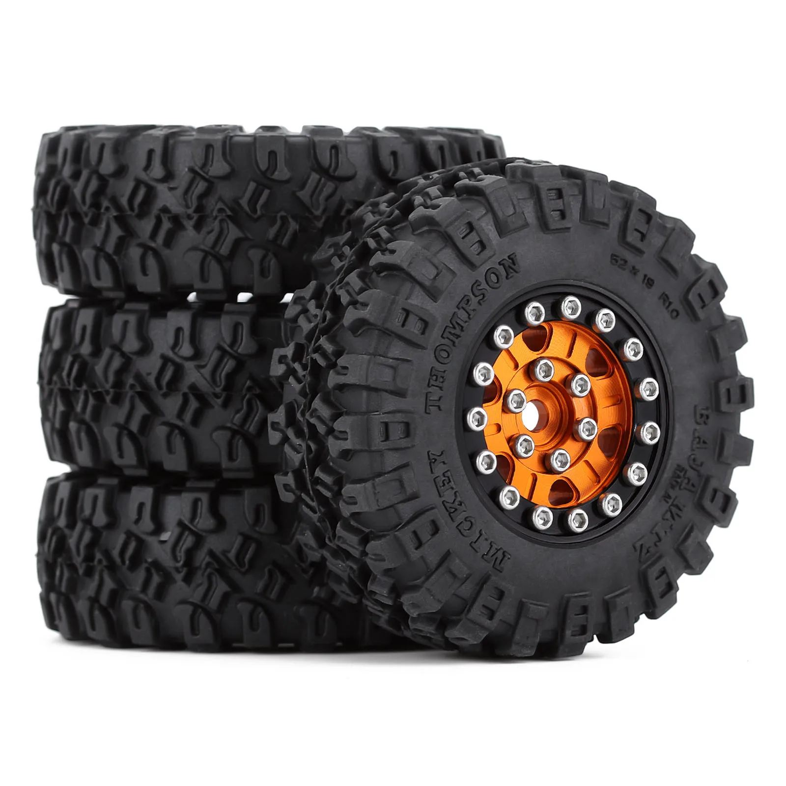 

4 шт. 52*17 мм резиновые шины и металлические обода Beadlock для 1/24 микро гусеничный осевой SCX24 90081 AXI00002 мертвой болт Гладиатор (W1022-T2420)