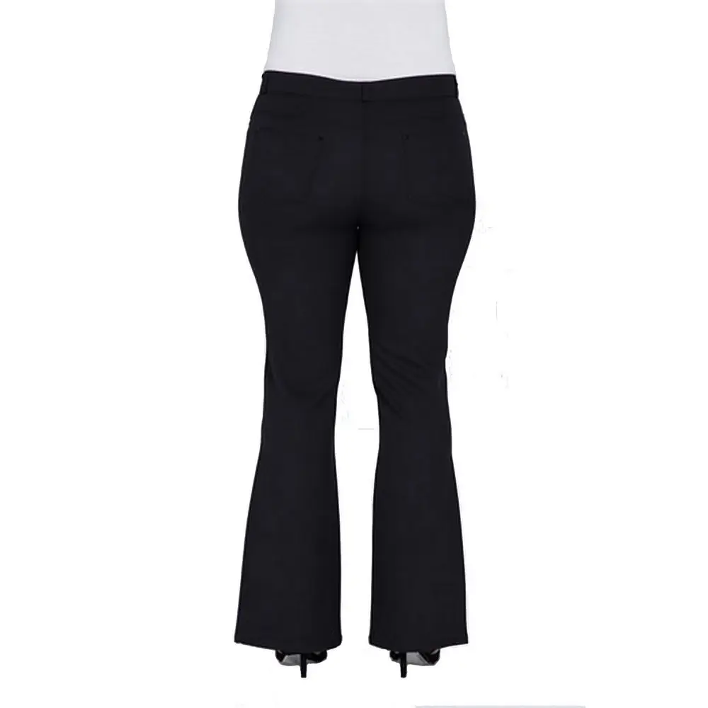 Fierte Women Plus Size Pants Rg1221Pv Fabric High Waist Wide Trotting Zipper Closure Button Spring Summer Casual