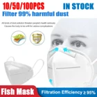 100 шт. маска рыбы для женщин и мужчин Черная 3d дизайнерская дышащая защитная маска для лица маски черные маски для Хэллоуина Косплея