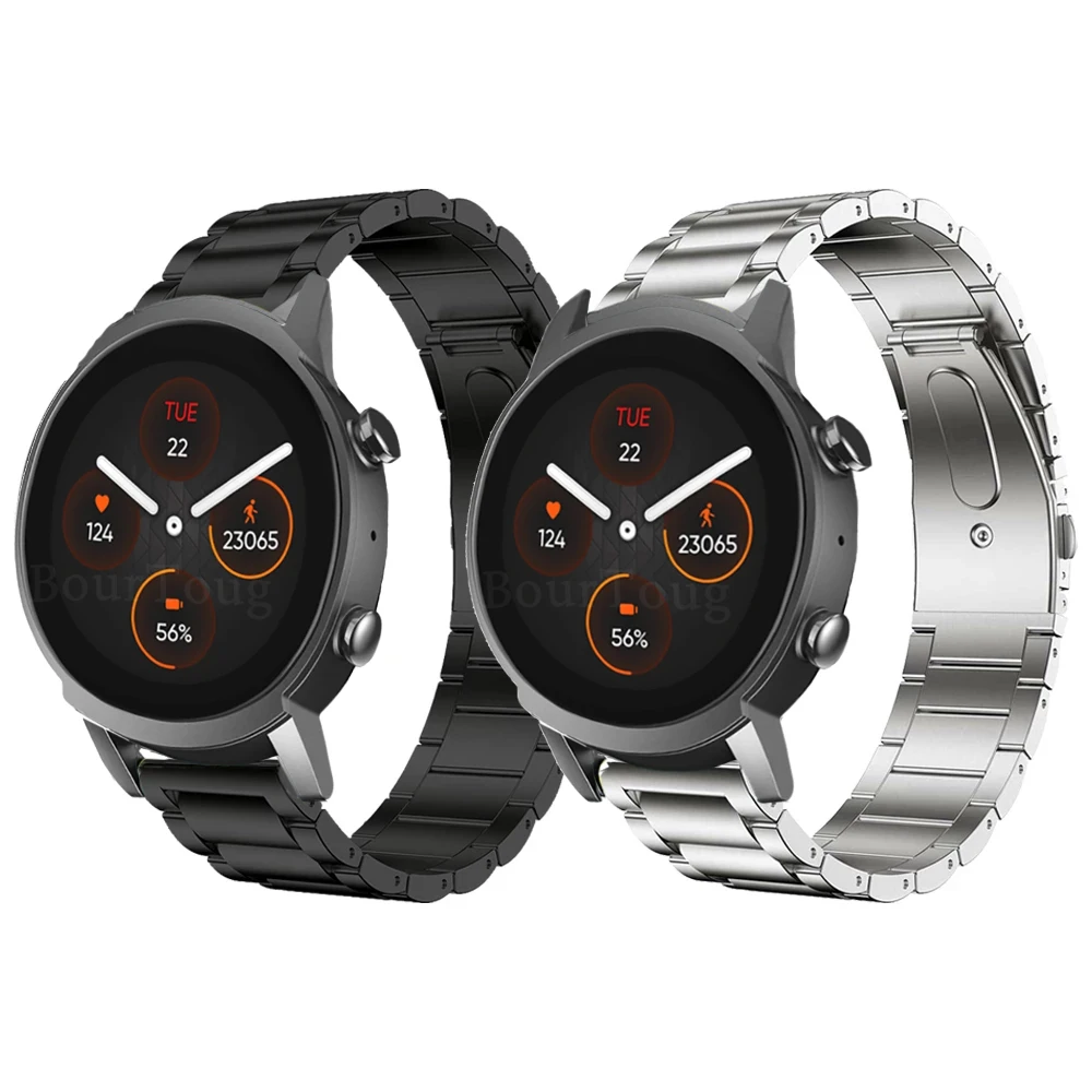 Titanium alloy Watch Strap For Ticwatch E3 Smart Watch Band Metal Stainless steel Wristband Replacement Watchband Accessories