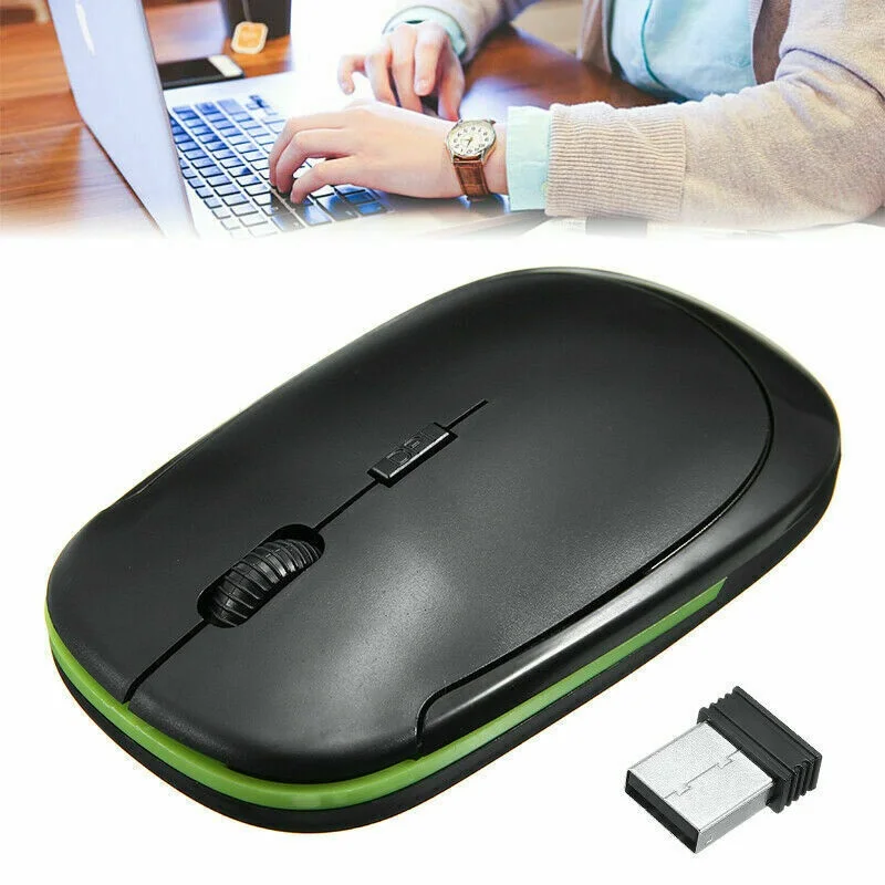 

Mouse Slim Mice 2.4GHz For PC + USB Receiver Portable Ultra Thin Optical Wirless