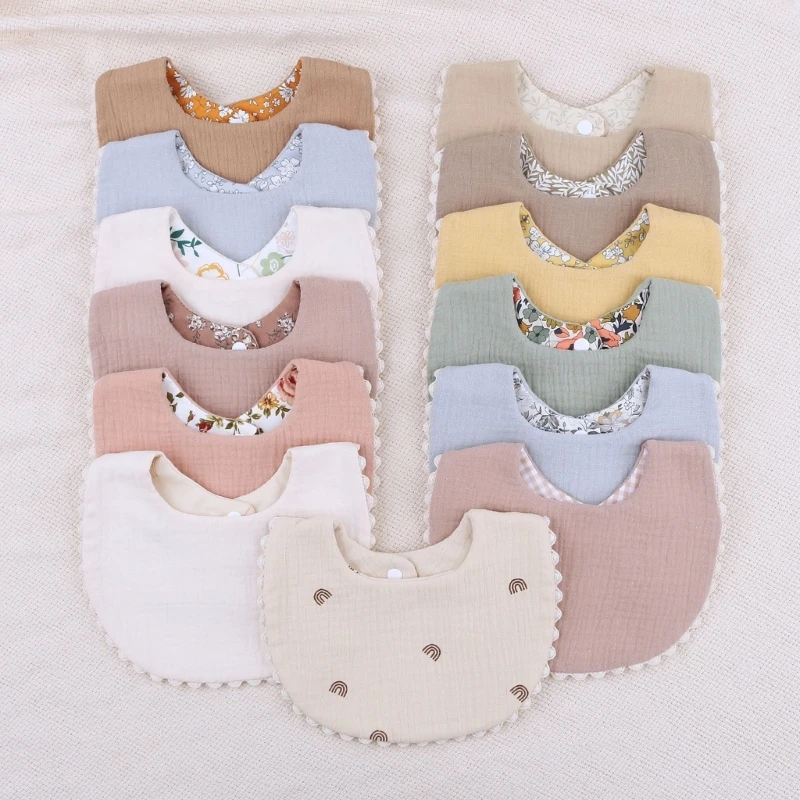 

Double Sided Baby Bibs Thick Layer Burp Cloth Drool Bib for 0-3Y Infant Gender Neutral Drooling Bib Newborns Shower Gift A2UB