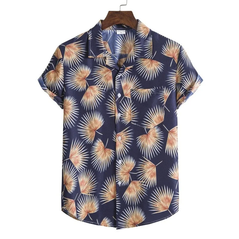 New European Size Hawaiian Shirt Beach Tops Summer Short Sleeve Printed Shirt Men's Clothing Camisa Masculina