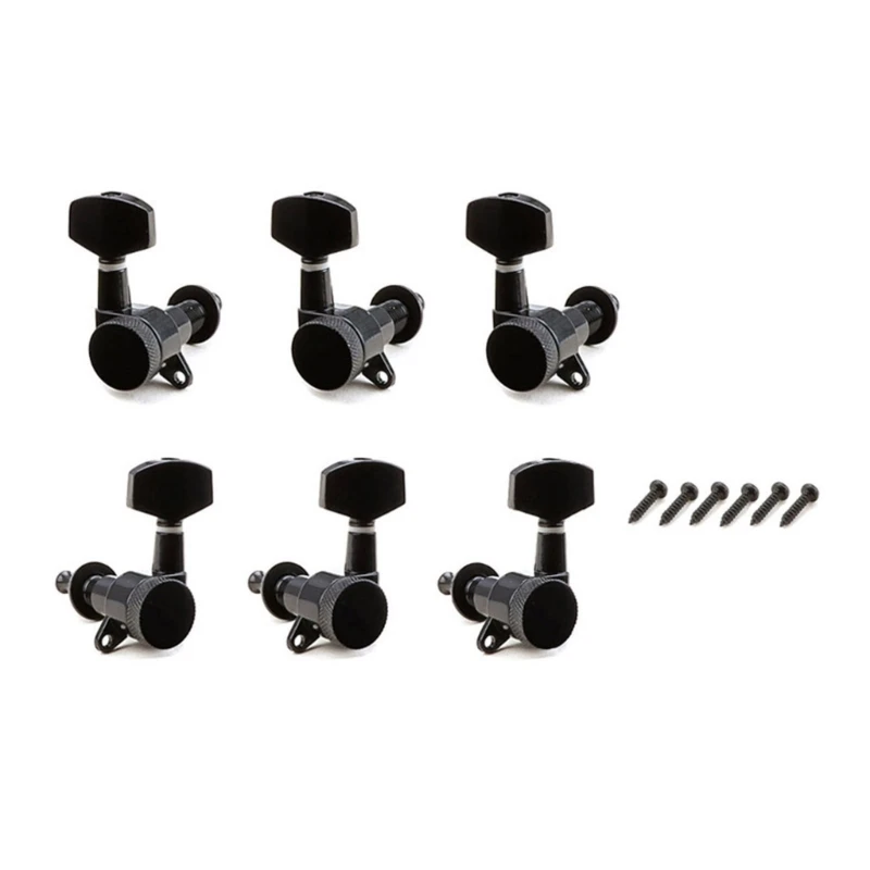 

6Pcs Guitar String Tuning Pegs 3R+3L Tuner Machine Heads 1:15 Ratio Guitar Locking Tuners Heads Replacement with Screws