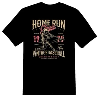 home run classic vintage baseball tee shirt black or white