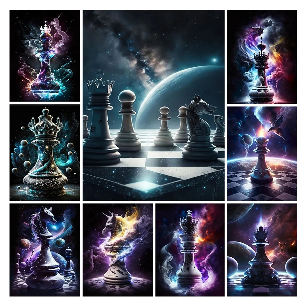 

Chess Universe Diamond Painting King and Queen 5D Diamond Mosaic Full Drill Cross Stitch Embroidery Kit DIY Handmade Hobby