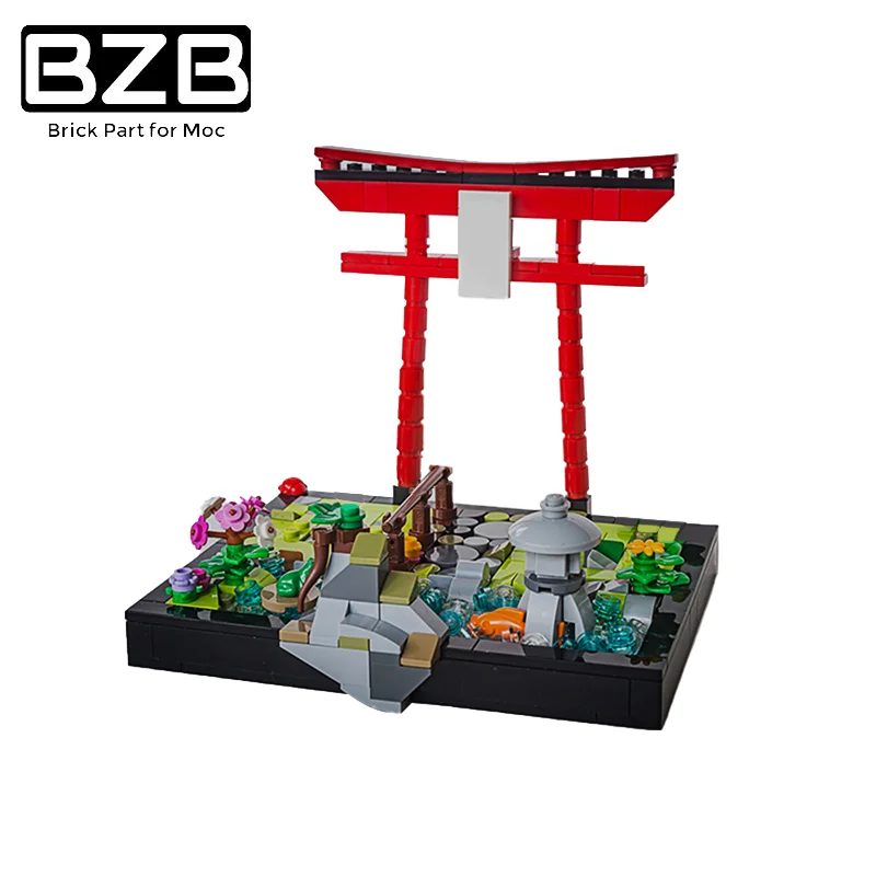 

BZB MOC Japanese famous Scenic Spot Bird House Creative City Building Block Model Kids Toys Boy DIY Brick Kids Collectible Toys