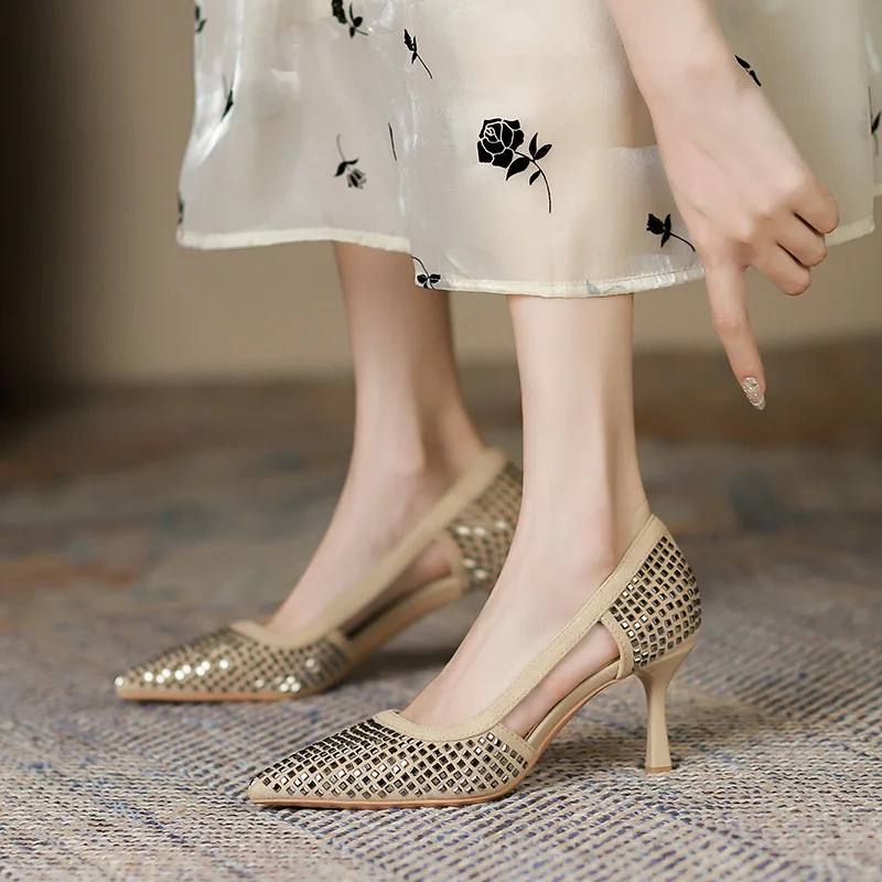 

7cm New Fashion Sequins Pumps Rhinestone Sexy High Heels Party for Women Shoes 38 39