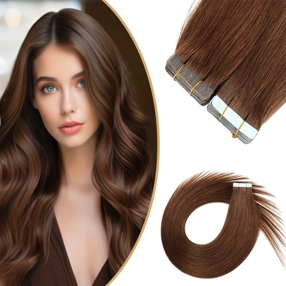 Лента для наращивания волос 100% человеческие волосы естественного цвета бордовые