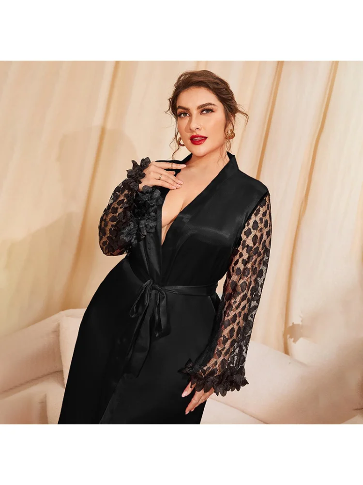 Pajamas women sexy lace pajamas in summer plus size loose fashion leisure nightgown plus size women clothing