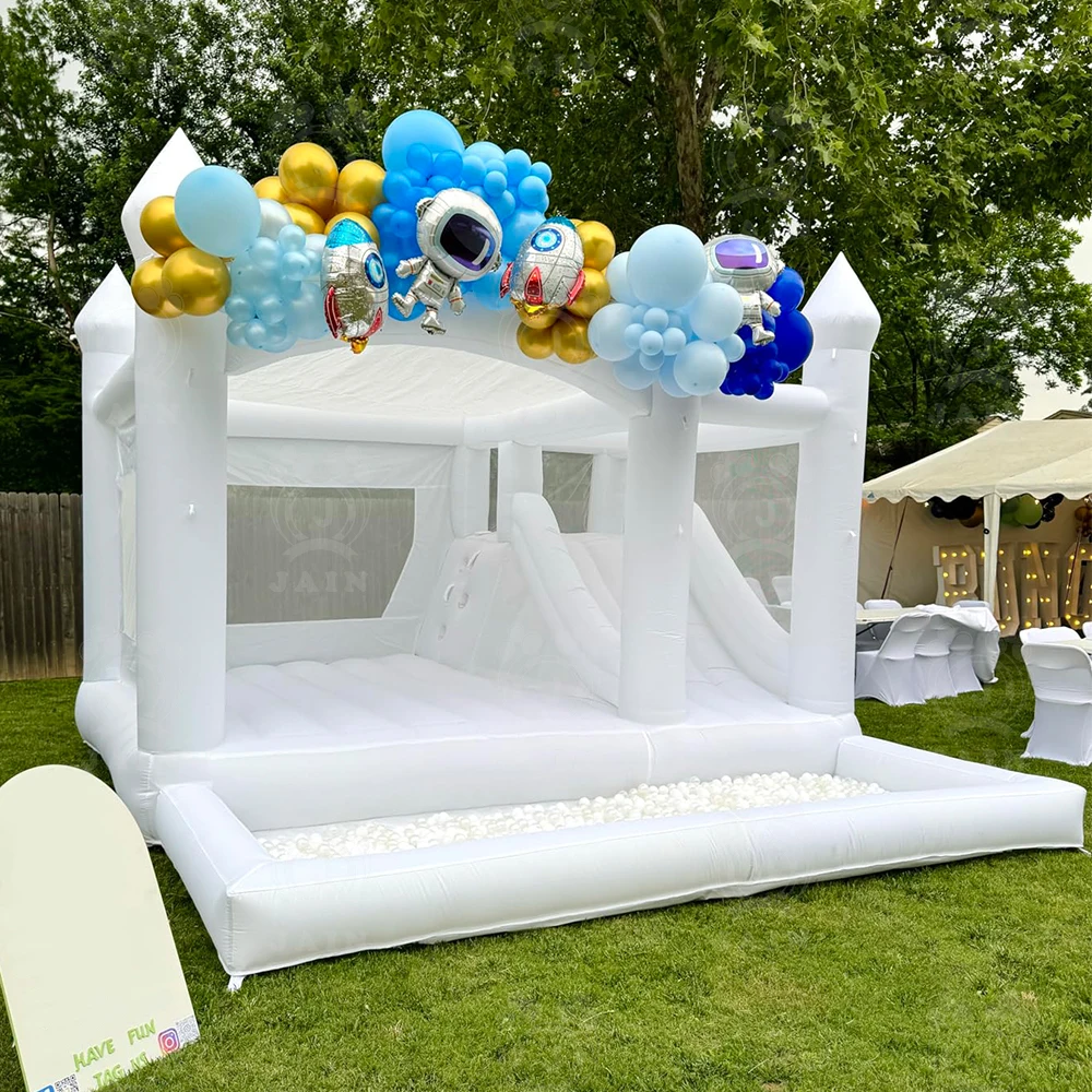 Надувной надувной замок с бассейном шариками воздуходувка для детей белый дом
