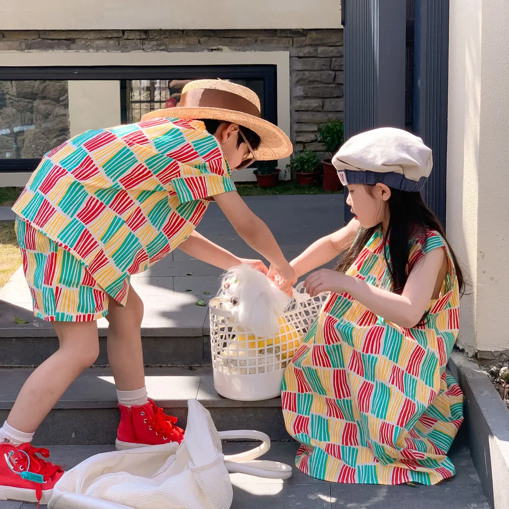 

Sibling Matching Clothes Boys And Girl Clothing Sister Brother Matching Outfits Kids Two Piece Sets Korean Baby Sleeveless Dress