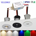 9 шт. Мини светодиодный потолочный светильник 12 В Точечный светильник с трансформатором IP65 15 мм Точечный светильник 1 Вт Внутренние утопленные лампы для спальни Кабинета точечные светильники