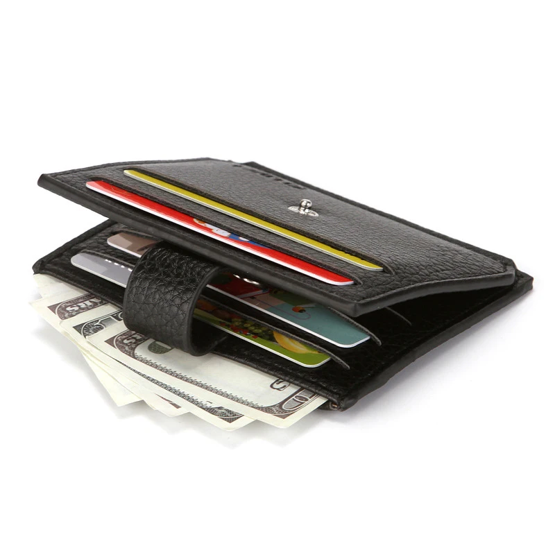 

PU Men's Litchi Pattern Purse Women's Portable Zipper Zero Wallet Small Buckle Credit Bag Bank Cards Case Business Card Holder