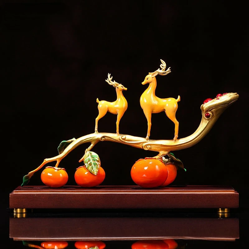 

Pure copper pair of deer ornaments copper deer home living room wine cabinet decoration housewarming new home gifts