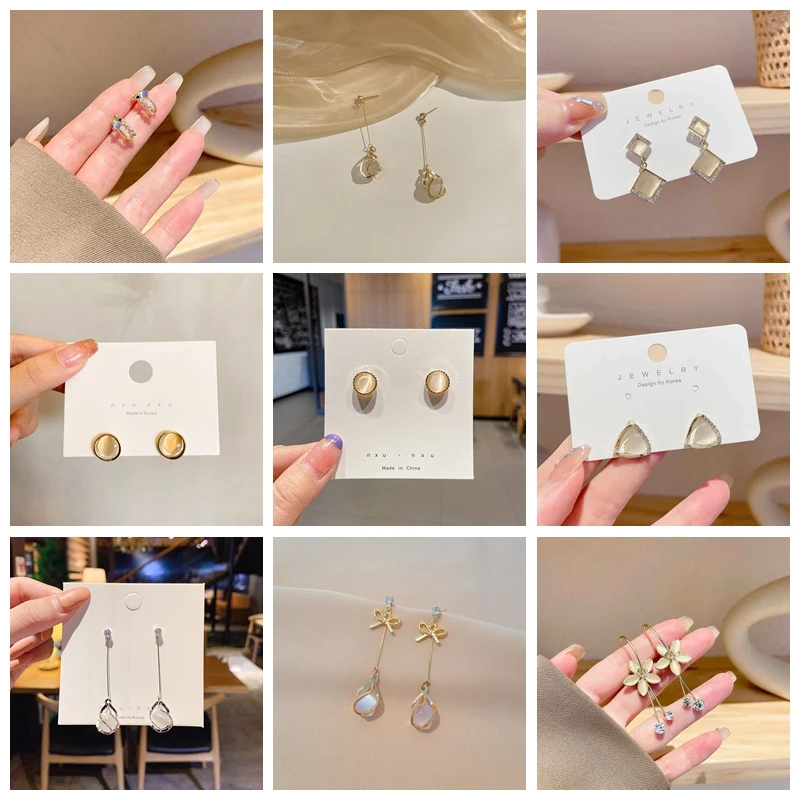 

Designer Luxury Jewelry Opal Stud Earrings For Women 2023 Korean Fashion Earrings