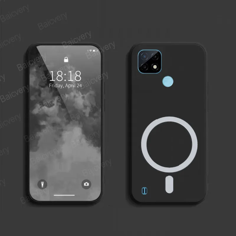 Матовый мягкий чехол из ТПУ для Realme C21Y RMX3261 RMX3263 / C25Y RMX3269 с кольцом железный лист