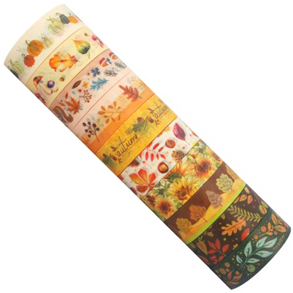 

10 Rolls Hand Decor Journal Tape Stickers Gift Wrapping Washi Paper Diy Paper Tape Masking Decorative Self-adhesive Tapes