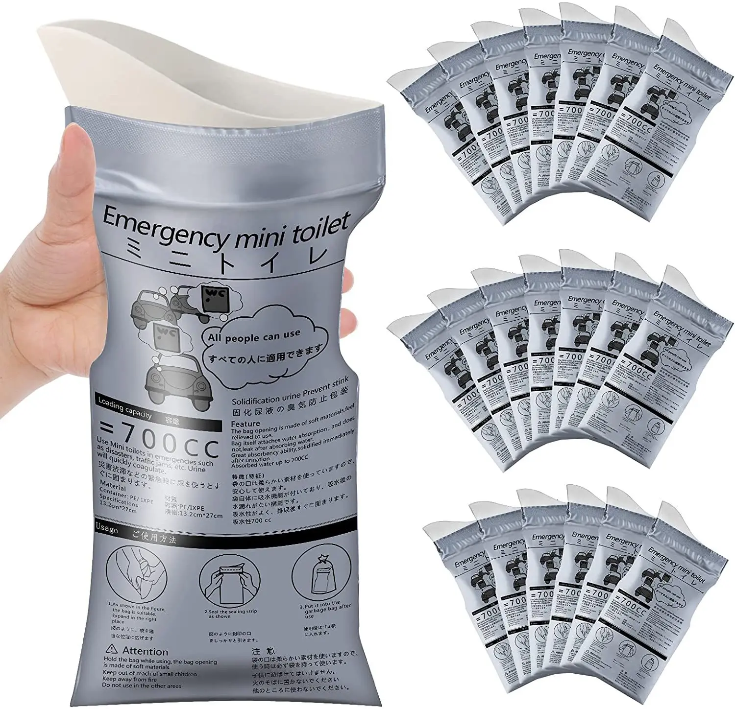

700ml Disposable Urine Bags Outdoor Emergency Portable Urinate Bag Traffic Jam Camping Hiking Car Driving Travel Vomit Bags 6pcs