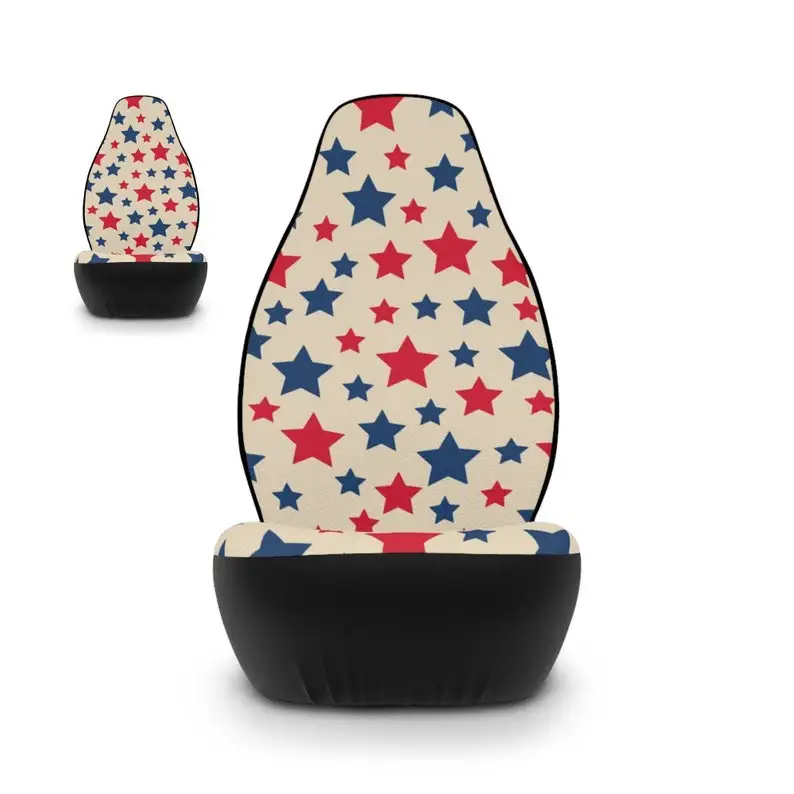 

US American Flag Car Seat Cover For Women, Red Blue Stars Seat Cover, Cute Patriotic Car Decor, 4th July, Stars & Stripes, Unive