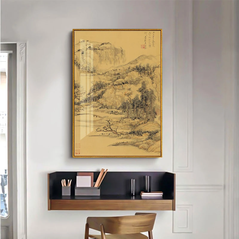 Абстрактный Горный пейзаж приветствие гостей фотография стены из сосны