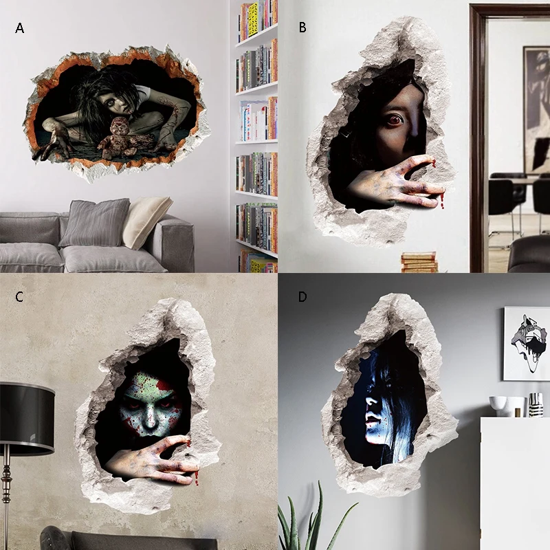 Хэллоуин 3d Стерео Наклейки На Стену Водостойкие Нетоксичные Diy Фото Обои Для