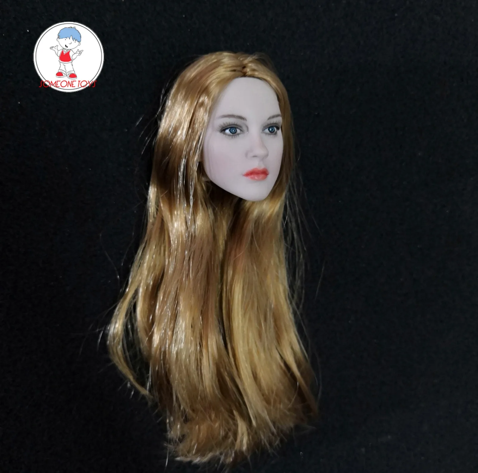 

1/6 Blue Eyes Blond Hair Beauty Female Doll Head Carving for 2 Inch Pale Skin Action Figure DIY Accessories