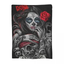 Diamond painted skull 3D printing flannel soft fleece blanket Light sofa bed blanket all season use (3)