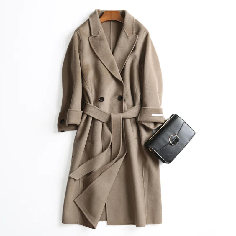 Осень-зима 2022 новое двустороннее кашемировое пальто из чистой 100% шерсти длинное