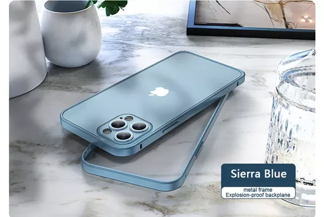 

Alloy Metal Bumper Case for iPhone 13 12 Pro Max with Full Body Protective Camera slim Matte Back cover No fingerprints