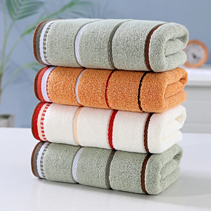 

Pure Cotton Striped Towel for Adults Household Bathroom Towels Men Women Wash Face Towel Quick-drying Soft High Absorption