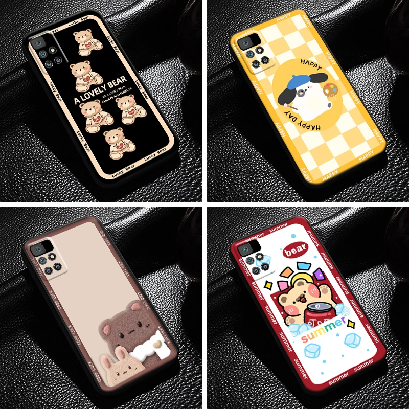 

Cute Cartoon Bear For Xiaomi Redmi 10 Phone Case 6.5 Inch Coque Funda Back Liquid Silicon Silicone Cover Carcasa