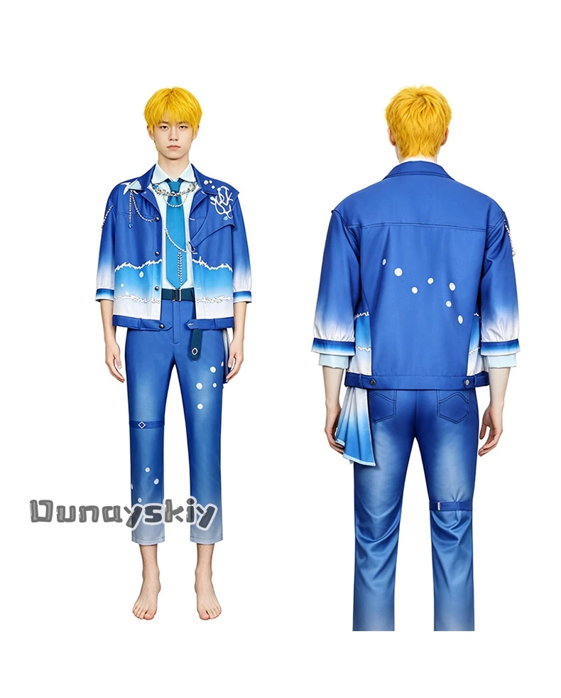 Фото Костюм для косплея Томоэ Хиёри из игры Ensemble Stars, сценическая униформа айдола Deep Into You, синий океанский стиль, для Хэллоуина и вечеринок №2