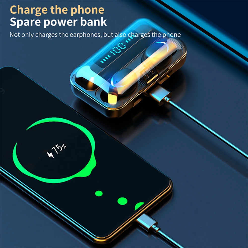 Беспроводные наушники F9 Bluetooth TWS светодиодный Dislpaly бинауральная гарнитура