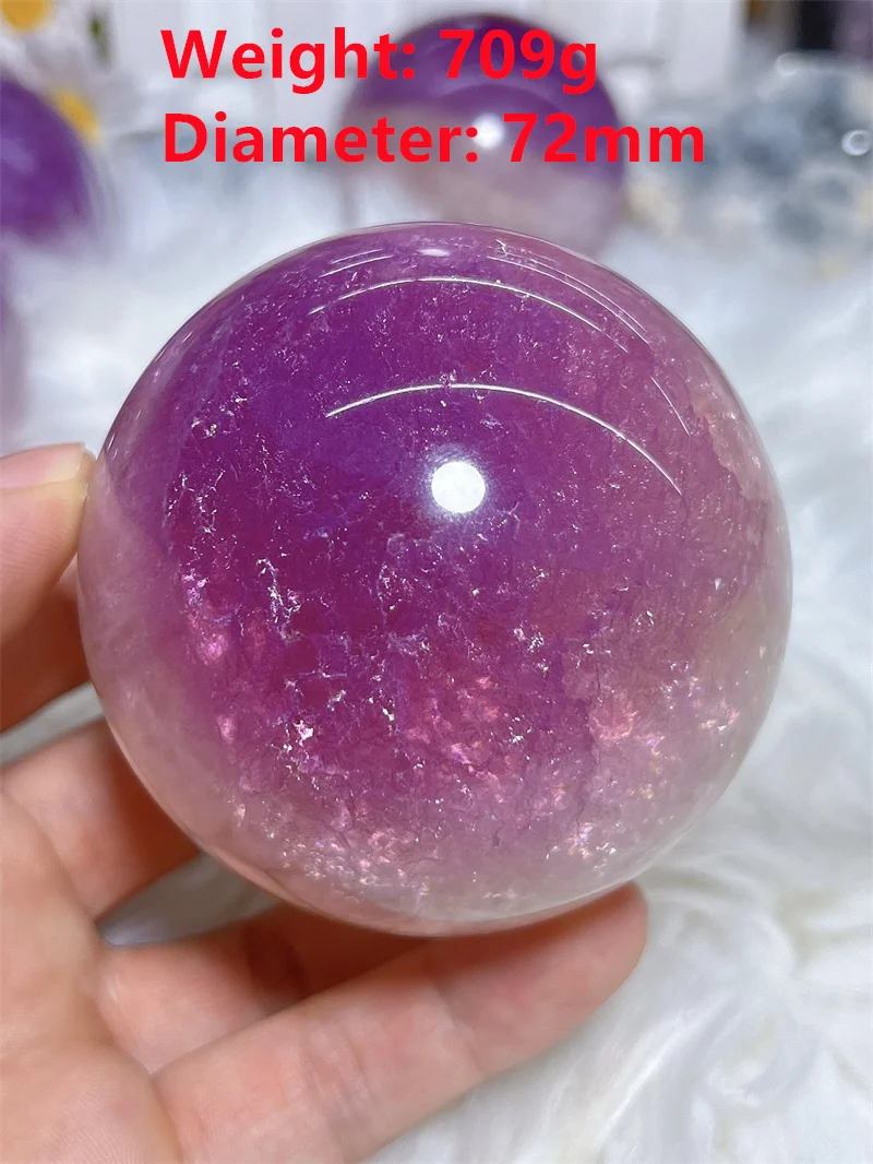 Натуральная Розовая фиолетовая флюоритовая Сфера с луком из слюды без формы