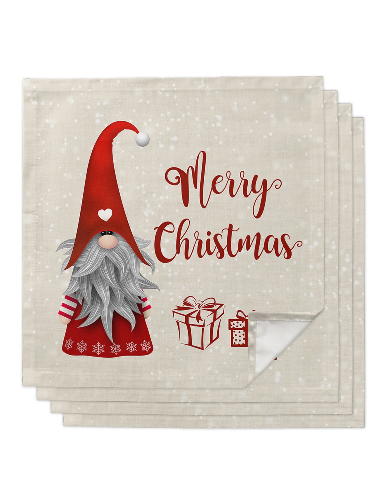 

Christmas Gnome Snowflake Table Napkins Cloth Set Handkerchief Dinner Napkins for Wedding Banquet Party Decoration