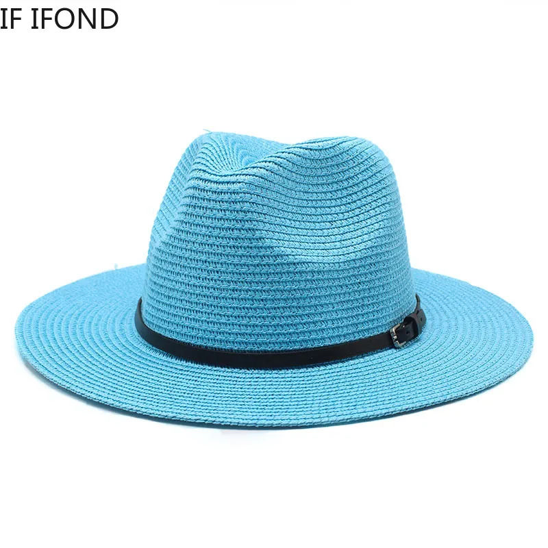2022 Summer Beach Paper Straw Hat For Women Colorfuls Panama Vacation Sun Caps Wide Brim Top Jazz Hat