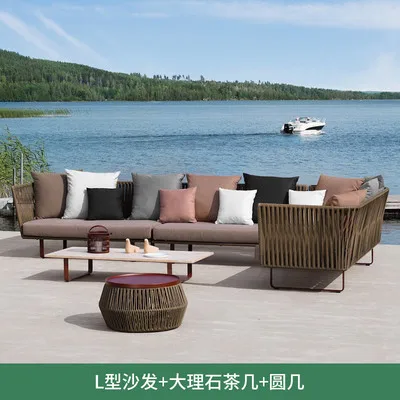 

Nordic outdoor sofa courtyard sun proof waterproof terrace outdoor combination rattan chair rattan furniture garden balcony swin