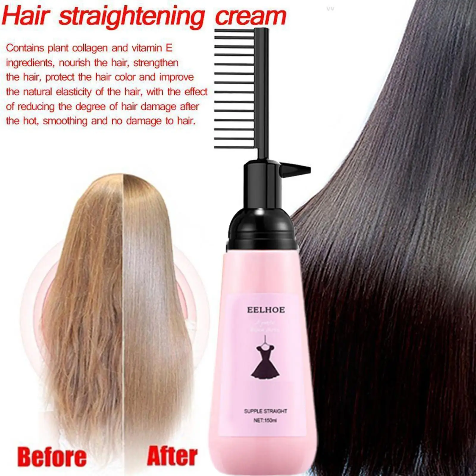 120ml Nourishing Cream Softener Household Free Pull And Comb Straight No Damage To Hair Smoothing Collagen Hair Treatment