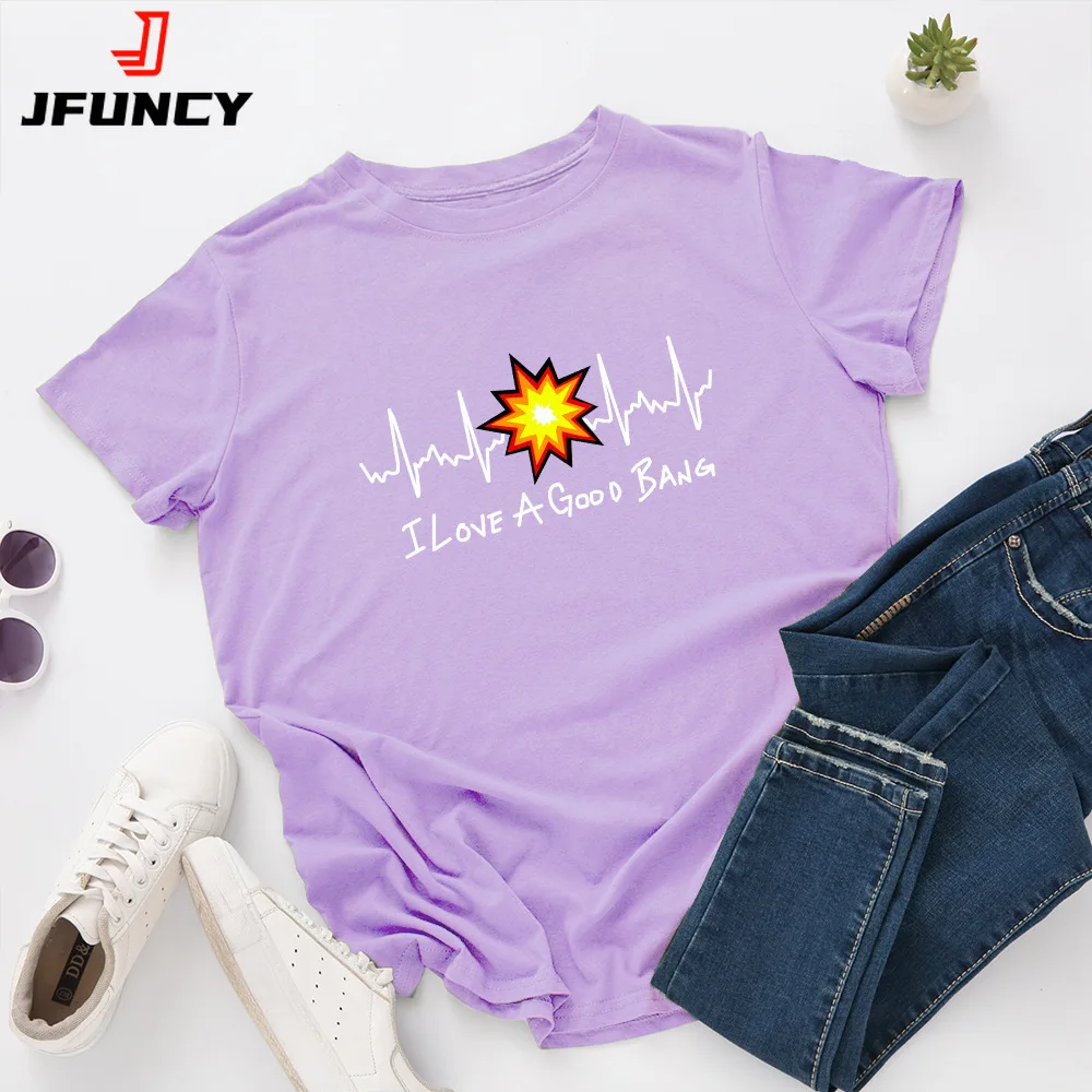 JFUNCY Oversize T-shirts with Short Sleeve Tshirts for Women Clothing Woman Fashion Top Female Summer Tops Women's Shirt