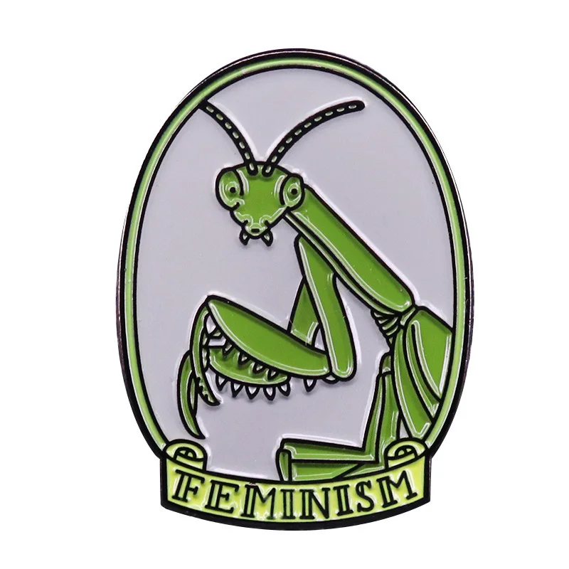 

Feminist Praying Mantis Treasure Jewelry Gift Pin Fashionable Creative Cartoon Brooch Lovely Enamel Badge Clothing Accessories