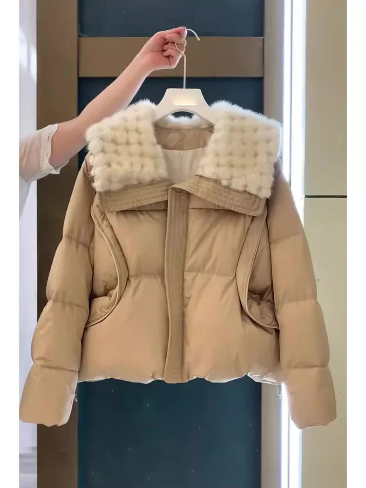 

2023 Women's Clothing Fashion sweet loose fur collar thickened short cotton jacket Winter New