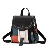 2022 new fashion trend backpack womens bag pu leather panelled handbag ladies shoulder bag small back pack schoolbag for girls