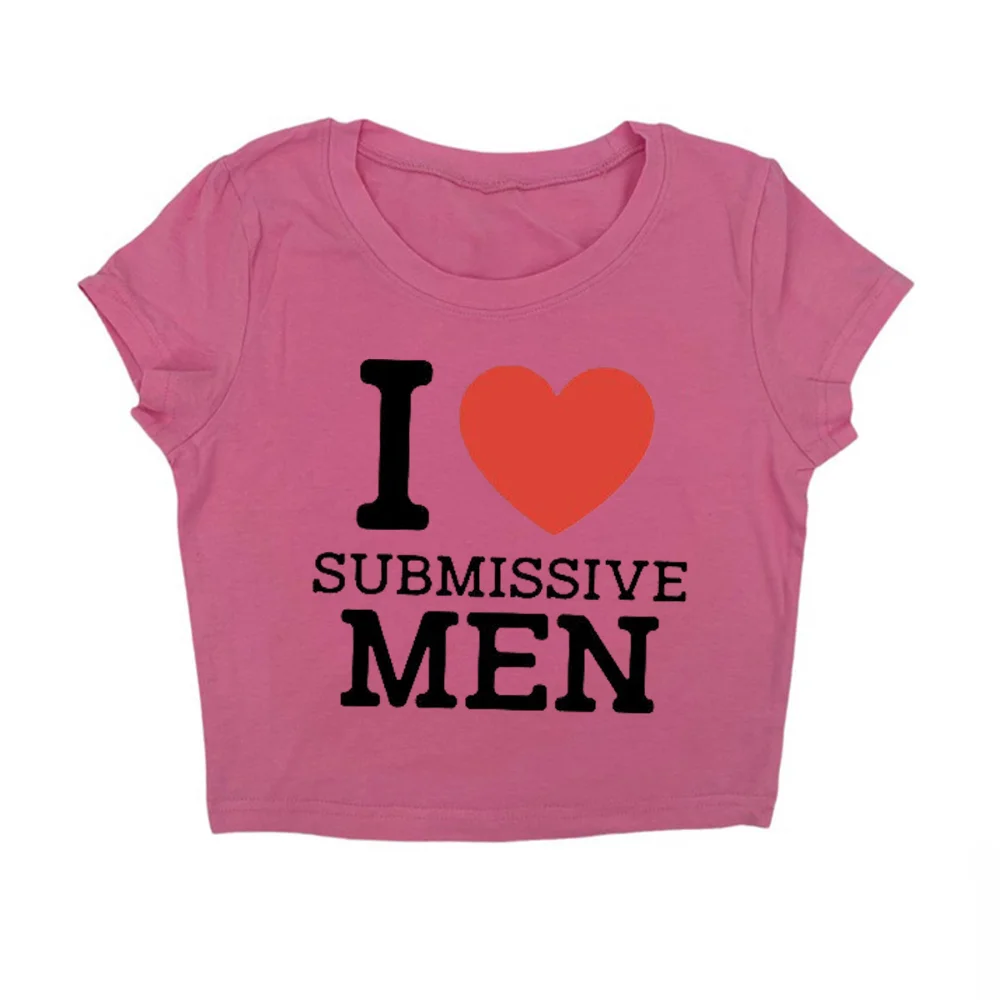 

Женский кроп-топ с принтом и надписью «I Love»