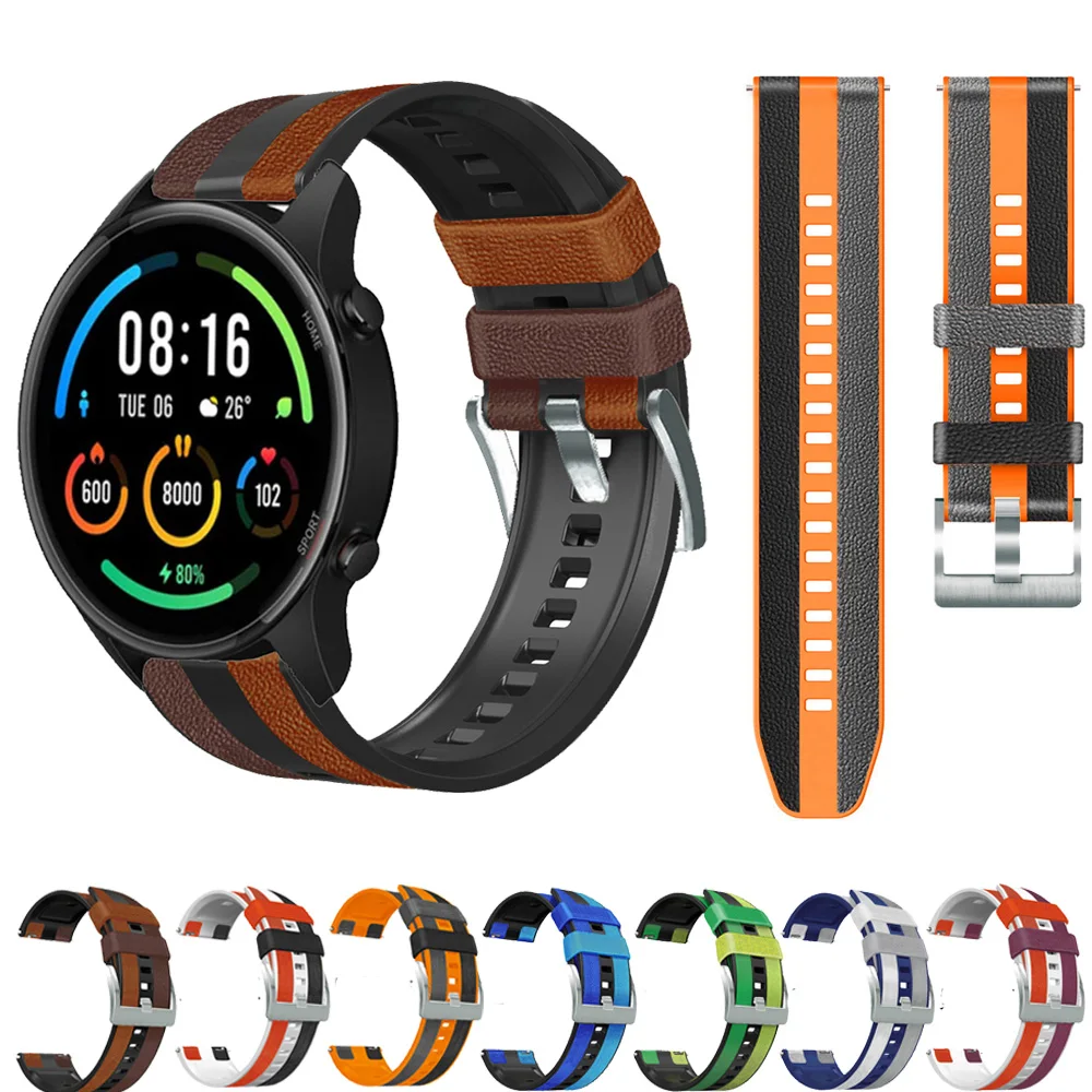 

For Xiaomi MI Watch Global Version Genuine Leather + Silicone Band 22mm Watch Strap Bracelet Watchbands For MI Watch Color