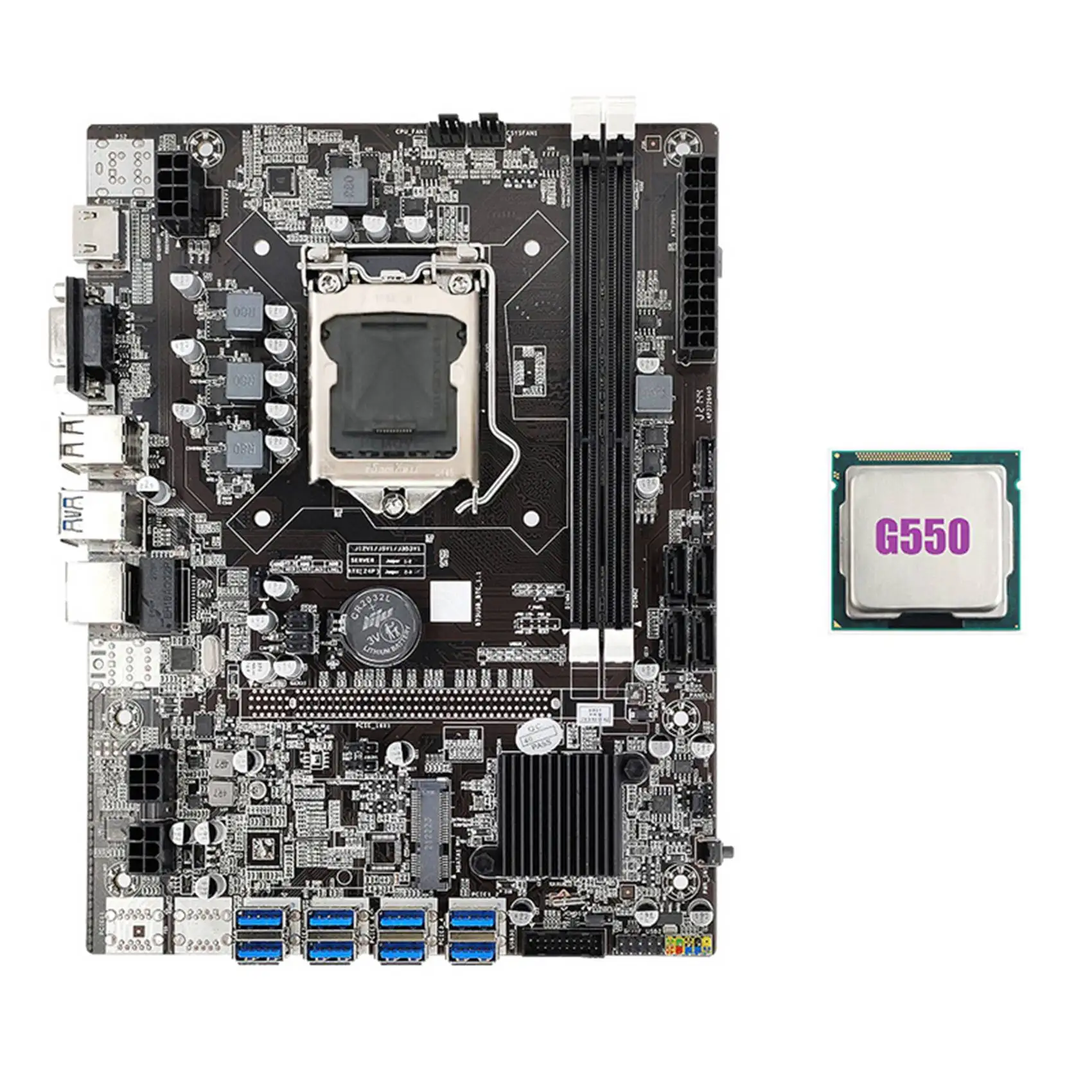 

B75 USB ETH Mining Motherboard 8XPCIE USB Adapter+G550 CPU LGA1155 Support 2XDDR3 MSATA B75 USB Miner Motherboard