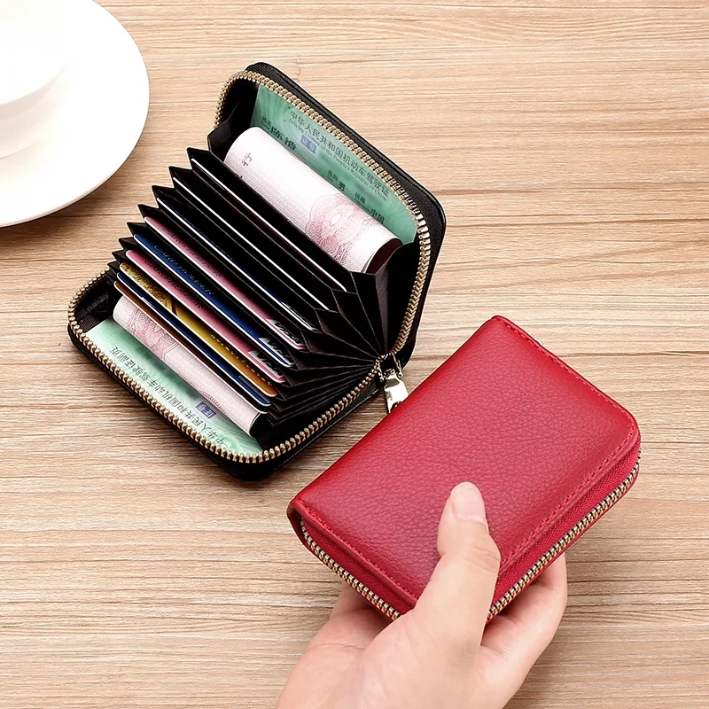Large Capacity Compact Card Clip Wallet Anti-degaussing Card Clip Men's and Women's Zipper Multi-card Clip